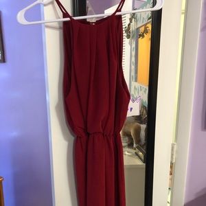 High neck red dress